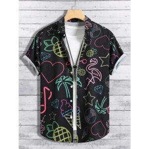 Causal Printed Blended Lycra Shirt for Men