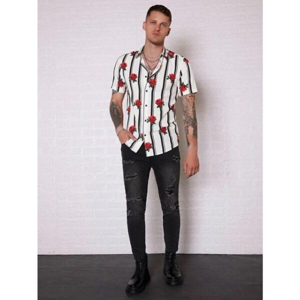 Exquisite Stylish Printed Blended Lycra Shirt for Men