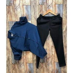 Men’s Lycra Pant Shirt Combo – Navy Blue, Black