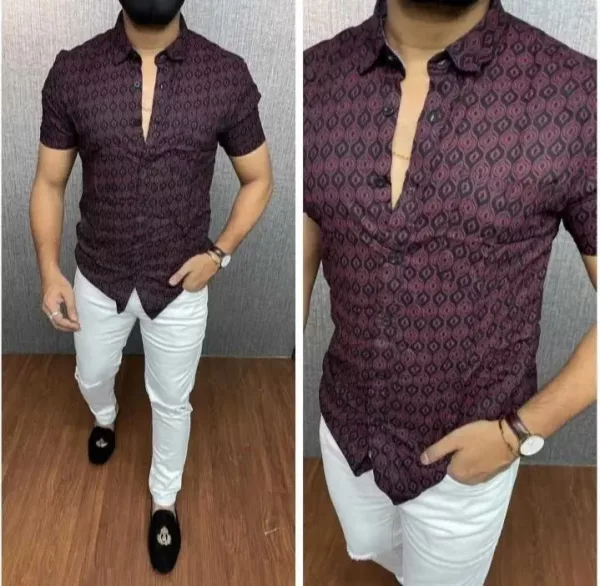 men cotton print shirt